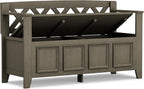 SIMPLIHOME Amherst Entryway Storage Bench - 48 inch Wide Solid Wood Hallway Seat in Farmhouse Grey, Transitional Bench for Entryway or Living Room with Lift-Up Lid and Spacious Storage