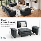 PHI VILLA Cloud Modular Couches Sets, 3 Pieces Large Sectional Sofa Set with Single Sofa, 5-Seater Upholstered Couch for Living Room, Chenille Fabric, Dark Cyan