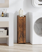 Bathroom Storage Cabinet, Corner Floor Cabinet with 2 Doors and Adjustable Shelf, Narrow Toilet Paper Cabinets, Bathroom Organizer for Small Spaces, 7.9" D x 7.9" W x 29.5" H Rustic Brown