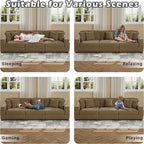 Modular Sectional Couches for Living Room, 118" Modern Upholstered 3-Seater Sofa Couche for Living Room Bedroom, Camel