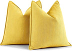 ZWJD Yellow Pillow Covers 22x22 Set of 2 Chenille Throw Pillow Covers with Elegant Design Soft and Luxurious Decorative Throw Pillows for Couch, Bed, and Home Decor