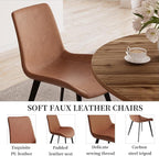 34.6'' Dining Table and Chairs for 2, Mid Century Modern Round Table Set, Space Saving for Apartment Kitchen Dining Room (Walnut Table+2 Brown Chairs)