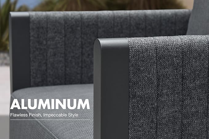 PURPLE LEAF 10 Pieces Patio Conversation Sets with Ottoman Outdoor Couch Sectional Set with Cushion All Weather Patio Conversation Set for Garden Poolside Backyard Gray