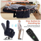 Power Lift Recliner Chair for Adults Oversized Infinite Position Lift Chair for Elderly W/Massage & Heat, Lay Flat Recliner Chair, One-Touch Reset, Cup Holders, Lumbar Pillow, Fabric (Premium, Navy)