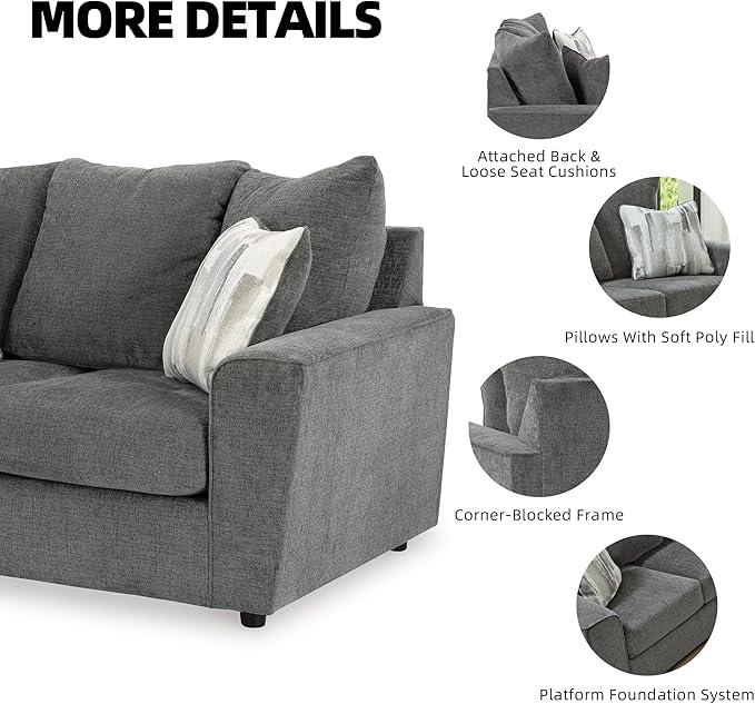 Signature Design by Ashley Stairatt Casual Loveseat with Flared Arms, Gray