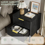 LYNSOM Fluted Dresser and Nightstand Sets 2 Piece, 2-Drawer Nightstands and 6-Drawers Dresser, Wood Bedroom Furniture Set for Home, Bedroom, Hallway, Black