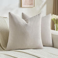 FUTEI Oatmeal Decorative Throw Pillow Covers 18x18 Inch Set of 2,Soft Cozy Wheat Ear Striped Patterns Cushion Cases,Modern Home Decor for Couch Bed Living Room