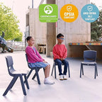 ECR4Kids 14in Plastic School Stack Chair, Children's Furniture, Grey, 4-Pack