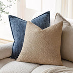 Foindtower Set of 2, Decorative Textured Boucle Throw Pillow Covers Accent Solid Pillow Cases Soft Cozy Couch Cushion Case for Chair Sofa Bedroom Living Room Home Decor 16 x 16 Inch Taupe Khaki Camel
