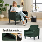 VINGLI Accent Chair for Living Room Chairs Reading Chair for Bedroom Chair Scooped Arm Chair Mid Century Modern Accent Chairs Upholstered Comfy Chair for Apartment, Waiting Room (2, Dark Green)