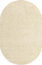 Unique Loom Solid Shag Collection Area Rug (5' 1" x 8' Oval, Pure Ivory)