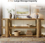 Tribesigns 70.87" Extra Long Console Table for Entryway, Narrow Wooden 3-Tier Sofa Table Behind Couch, Farmhouse Entryway Accent Table for Living Room, Hallway Foyer, Brown