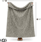 UGG Adalee Faux Fur Throw Blanket Luxury Lightweight Cozy Soft Throw for Couch Bed or Chair Hypoallergenic Machine Washable Double-Sided Fluffy Blanket Home Decor, 50-inch x 70-inch, Seal Grey