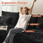 113 in Oversized Cloud Sofa with L Shape Chaise, Sectional Couches for Living Room, Assembly Free Modular Comfy Corduroy Sofa with Left Facing Chaise Longue for Home Apartment (Left Chaise, Black)
