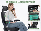 Ergonomic Office Chair: 400LBS Computer Desk Chair Comfy-Black Big and Tall Office Chair with Lumbar Support & Headrest-Gaming Chairs for Adults-Executive Office Rolling Chairs for Home Work