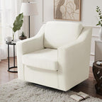 UIXE Swivel Accent Chair, Chenille Upholstered Arm Chair for Living Room, Modern Club Armchair Comfy Single Sofa Bedroom Reading Seat with Lumbar Pillow - Cream Beige
