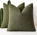 Foindtower Set of 2, Decorative Textured Boucle Throw Pillow Covers Accent Solid Pillow Cases Neutral Soft Cozy Couch Cushion Case for Chair Sofa Bedroom Living Room Home Decor 26x26 Inch Moss Green