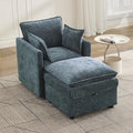 30" Cloud Modular Single Sofa Chair with Storage Ottoman, Modern Upholstered Accent Chair with Storage, Chenille Reading Lounge Armchair for Living Room, Bedroom, Small Space, Blue