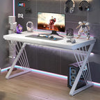 FOLUBAN White Desk, Modern Wood and Metal Computer Desk for Home Office, Simple Writing Work PC Desks for Bedroom, Industrial Study Gaming Table for Living Room, White, 47 Inch