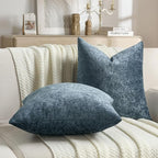 FUTEI Navy Flannel Throw Pillow Covers 12x20 Inch Set of 2,Soft Dimensional Textured Lumbar Pillow Cases,Modern Home Decor for Couch Living Room