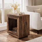 Tribesigns Rustic Brown End Table, 24" Side Table with Storage Shelf, Farmhouse Style Nightstand Bedside Table for Small Spaces, Bedroom, Living Room, Entryway, Easy Assembly (2, Brown)
