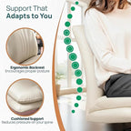 NYPOT Armless Desk Chair with Wheels for Criss Cross Sitting - Cross Legged Wide Armless Chair - Adjustable Vanity 360° Swivel Stool and 120° Rocking Wide Seat Comfy for Home and Office, Color Ivory