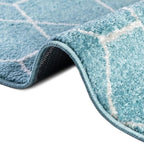 Unique Loom Trellis Frieze Collection Area Rug - Geometric (2' x 6' 1" Runner Light Blue/Ivory)