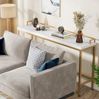 Tribesigns 70.9 inch Extra Long Sofa Table, Narrow Console Table Behind Couch, Modern Entryway Table Skinny Hallway Table for Living Room (White+Gold)