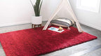 Unique Loom Solid Shag Collection Area Rug (4' 1" x 6' 1" Rectangle, Cherry Red)