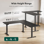 BANTI L-Shaped Standing Desk - 75 x 63 Inch Adjustable Corner Standing Desk with Charging Station - L Shape Sit Stand Table with Memory Controller, Splice Board for Home Office