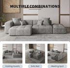 WJShome 119" L Shaped Sectional Couch,Modern Modular Sofa with Ottoman,Linen Deep Loveseat with Pillows Couches for Living Room, Bedroom and Apartment,Gray
