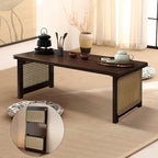 Foldable Japanese Floor Table Lightweight,No Assembly Required, Eco-Friendly Wood,Low Table for Sitting on the Floor, Perfect for Tatami,Meditation,Living Room Use (Walnut Color, 47.24 INCH)
