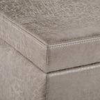 SIMPLIHOME Avalon 48 inch Wide Contemporary Rectangle Storage Ottoman Bench in Distressed Grey Taupe Vegan Faux Leather, Assembled, for the Living Room, Entryway and Family Room