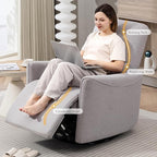 Power Swivel Recliner Chair, Upholstered Fabric Glider Electric Rocking Chair for Adults. Nursery Rocker Single Sofa with Lumbar Support for Living Room. Dual-Port Charging: Type-C&USB, Grey