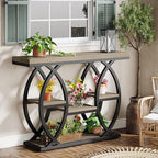 Tribesigns 39.4" Console Table, Industrial 4-Tier Sofa Table Entryway Table with Storage Shelves, Narrow Wood Accent Tables with Metal Frame for Small Spaces, Hallway, Foyer, Grey