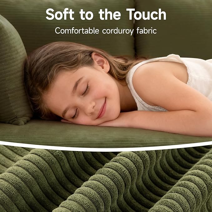 2025 New 108" Cloud Couch Sectional, Modular Sectional Sofa with L-Shaped Chaise, Deep Seat Sectional Modular Couch for Living Room, No Assembly Required (Green, Left Facing Chaise)