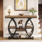 Tribesigns 39.4" Console Table, Industrial 4-Tier Sofa Table Entryway Table with Storage Shelves, Narrow Wood Accent Tables with Metal Frame for Small Spaces, Hallway, Foyer, Brown