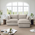 82” Modular Sectional Sofa, Comfy Down Fill Cloud Couch with Movable Ottoman, L Shaped Modular Small Couch with Washable Cover, Sectional Couches for Living Room Small Apartments, Light Gray