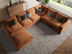 EASE MOOSE Oversized Sectional Cloud Couch-7-Seat, U-Shaped Deep-Seat Modular Boneless Sofa, No-Assembly Chenille Sofa for Living Room, Brown