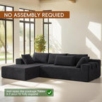 108" Modular Sectional Couch Sofa with L-Shape Chaise, Modern Cloud Comfy Sofa with Deep Seat, Upholstered Couches for Living Room Bedroom, No Assembly Required (Black Left Facing Chaise)