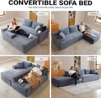 108 Inch Cloud Sectional Couch,Modern Modular Sectional Sofa with Deep Seat,Corduroy Boneless Couches with L-Shape Chaise for Living Room,No Assembly Required (Grey, Right Facing Chaise + Ottoman)