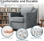 Pia Ricco Set of 2 Oversized Modern Striped Fabric Swivel Accent Chairs with Removable Covers, Living Room Reception Set