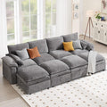 130" U Shaped Modular Sectional Sofa, Couch with Ottoman Storage, Chenille Cloud Couch with Plush Deep Seating for Living Room, Bedroom (8 Seat, Light Grey)