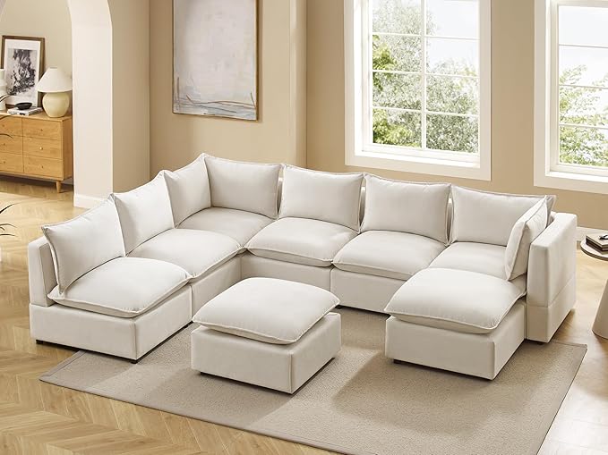 VANOMi Modular Sectional Sofa, 8 Seater Sleeper Sectional Sofa Modular Sectional Couch for Living Room, Sofa Bed-L