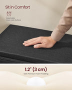 VASAGLE Shoe Storage Bench with Cushion, 3-Tier Entryway Bench with Padded Seat, Doors, Adjustable Shelves, 14 x 39.8 x 20.7 Inches, for Hallway, Bedroom, Charcoal Gray and Ink Black ULSB044B01