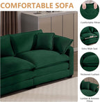 mikibama Luxury 2 Piece Sofa Set, Loveseat Couch & Sofa Armchair Set, Modern Corduroy Comfy Cloud Couches Set for Living Room Office with 2 Armrest Pillows and 3 Toss Pillows, Green