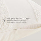 Double Stitch Checkered Throw Pillow Covers - 100% Cotton Set of 2 Tufted Boho Decorative Pillow Covers 18x18, Made in India, Square Cushion Case, Modern Home Decor for Couch, Sofa, Living Room, Cream