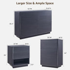 ACCOHOHO Modern Bedroom Set, 3 Pieces Bedroom Furniture Set, Includes 8 Drawers Dresser, 6 Dressers Organizer,Nightstand, Chest of Drawers Wide Storage Organizer Cabinet for Bedroom, Black