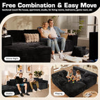 106" Cloud Sectional Couch with Chaise Lounge,L Shaped Modular Modern Sofa,Comfy Corduroy Fluffy Sofa with Deep Seat,No Assembly Required Couch for Living Room(Left,Plush Corduroy,Black)