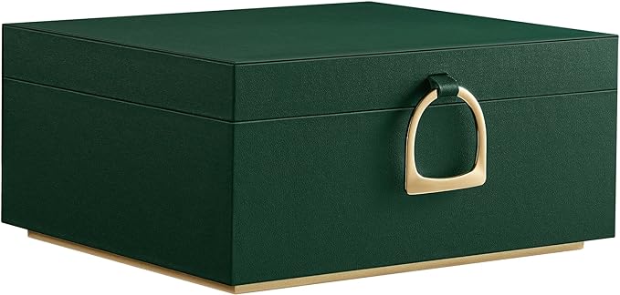 SONGMICS 2-Layer Jewelry Box, Jewelry Organizer with Handle, Removable Jewelry Tray, Jewelry Storage, Floating Effect, 8.1 x 9.4 x 4.3 Inches, Christmas Gift, Forest Green UJBC165C01